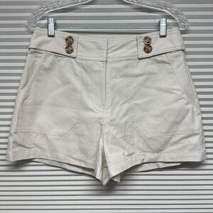 Moon River NWT Cream Button Detail Linen Blend High Rise Shorts Size Large